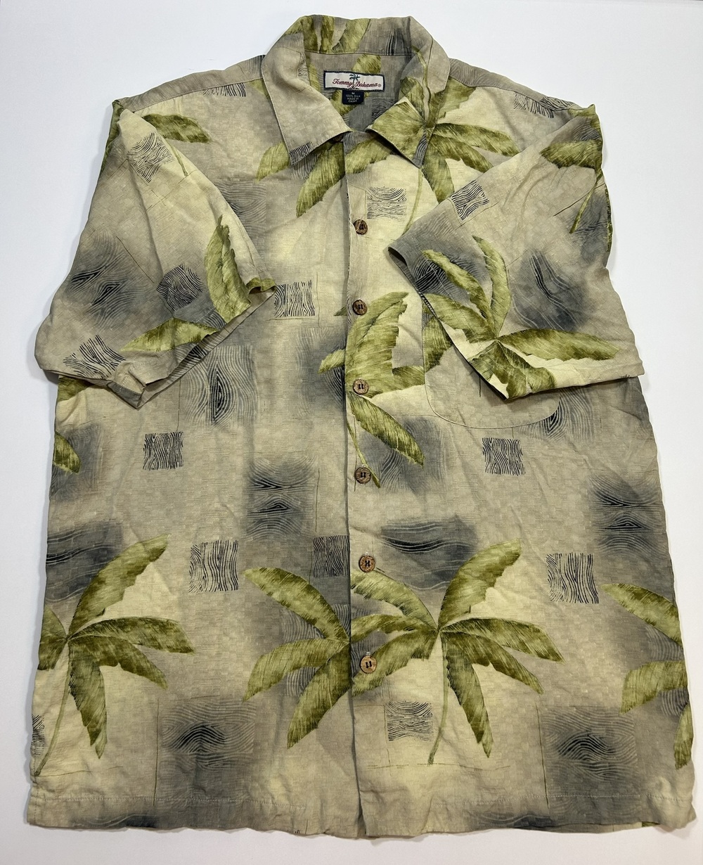 Tommy Bahama Palm Tree Print Silk Hawaiian Shirt Size M